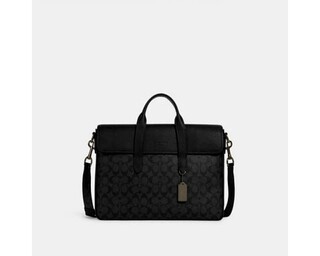 Coach Sullivan Portfolio Brief In Signature Canvas - Gunmetal/Charcoal/Black