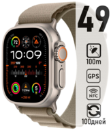 Apple Watch Series Ultra 2 49mm Titanium Case with Olive Alpine Loop (M)..