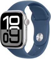 Apple Watch Series 10 GPS 42mm Silver Aluminum, Denim Sport Band, S/M..